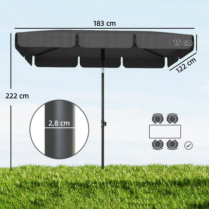 Rectangular Patio Umbrella, Water-Resistant, Dark Grey