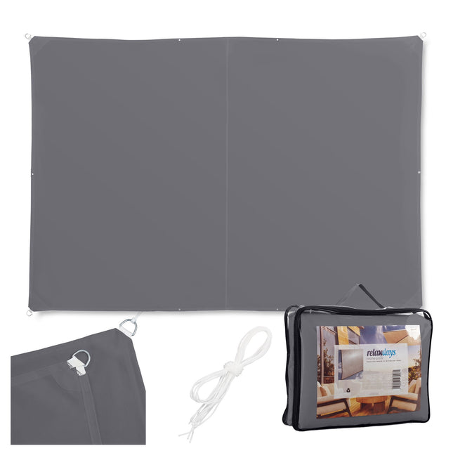 Rectangular Shade Sail, Weatherproof UV Protection, Grey