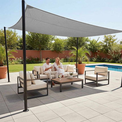 Rectangular Shade Sail, Weatherproof UV Protection, Grey