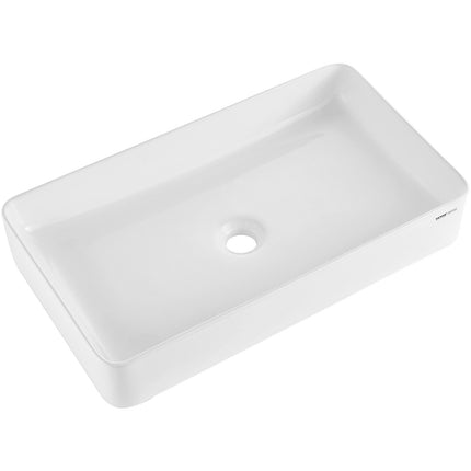 Rectangular Vessel Sink, 24 x 13.8 in White Ceramic