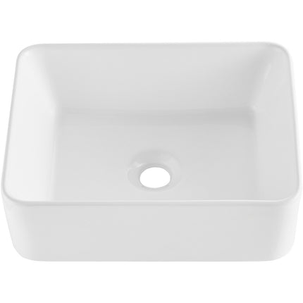 Rectangular Vessel Sink, White Ceramic, 16x12 Inch