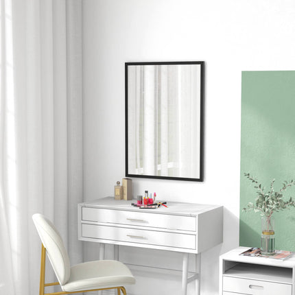 Rectangular Wall Mirror, 60x80 cm, Black MDF Frame