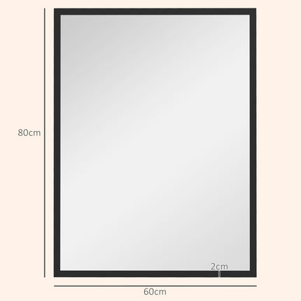 Rectangular Wall Mirror, 60x80 cm, Black MDF Frame