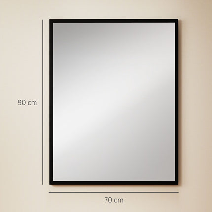 Rectangular Wall Mirror, 70x90 cm, Black MDF Frame
