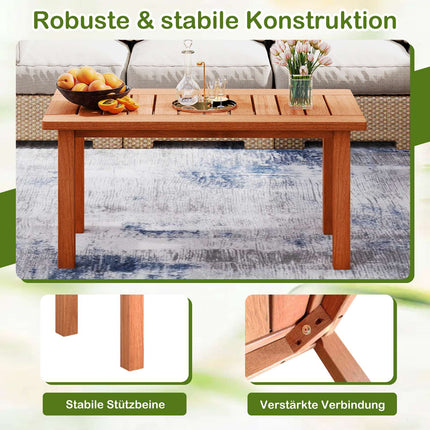 Rectangular Wooden Coffee Table with Slatted Top, 90x45x43.5cm