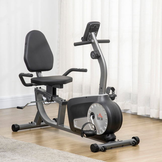 Recumbent exercise bike - LCD, 8-level resistance, 110 kg capacity