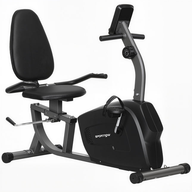 Rower treningowy poziomy, magnetyczny, 8 poziomów oporu, LCD