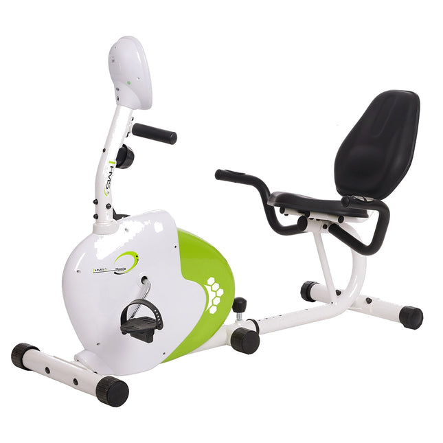 Leżący magnetyczny rower treningowy, biało-zielony