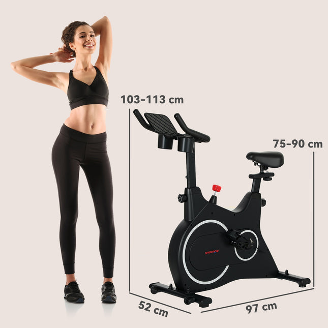 Ligfietsergometer voor hometrainer met magnetische weerstand, LCD-monitor, zitergometer met verstelbare zitting en handgreep, tablethouder, flessenhouder, tot 120 kg Aosom