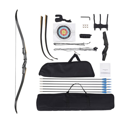 Recurve Bow and Arrows Kit, 60 Inch 30 lb Right-Handed, Wood Takedown