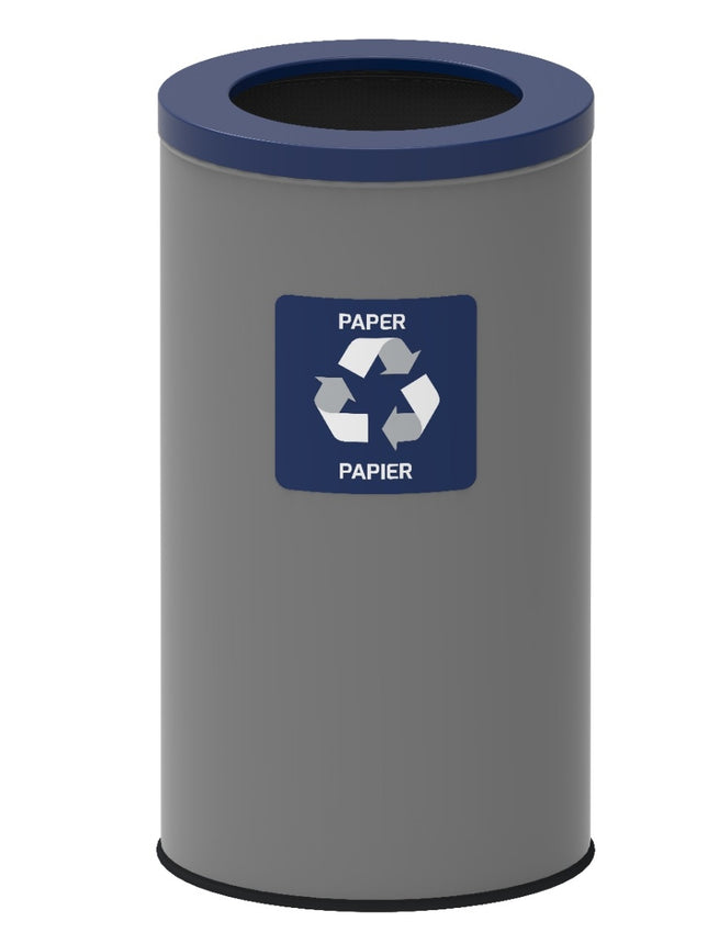 Kosz do recyklingu 75 l, niebieski - stalowy, podstawa antypoślizgowa
