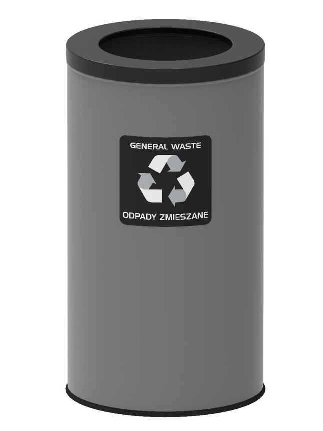 Kosz do recyklingu, 75 l, stalowy - czarny, ekologiczny