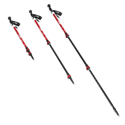 Red Aluminum Nordic Walking Poles, Adjustable Length