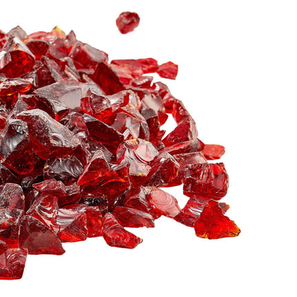 Red Fire Pit Glass, 10 lb, 3/4 Inch Heat Resistant