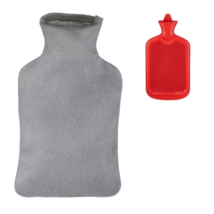 Red Hot Water Bottle with Grey Cover