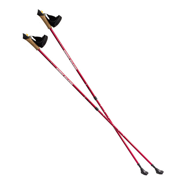 Red Nordic Walking Poles, Adjustable, Lightweight