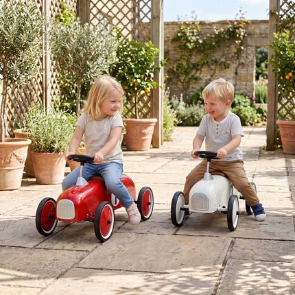 Red Toddler Ride-On Car with Steel Frame & Anti-Slip Wheels