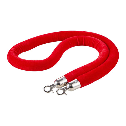 Red Velvet Stanchion Ropes, 2 Pack, 1.5 m, Silver Hooks