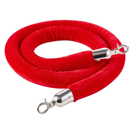 Red Velvet Stanchion Ropes, 2 Pack, 1.5 m, Silver Hooks