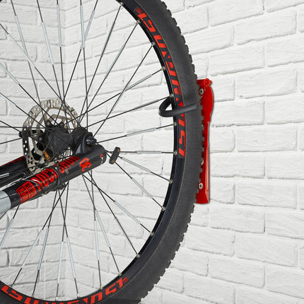 Red bicycle wall bracket set of 2