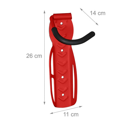 Red bicycle wall bracket set of 2