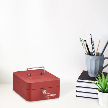 Red cash drawer with coin counter