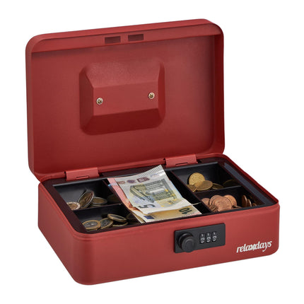 Red cash drawer with combination lock