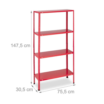 Red sturdy shelf with 4 levels