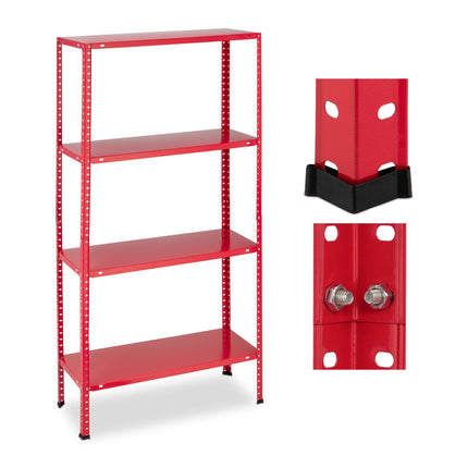 Red sturdy shelf with 4 levels