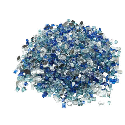 Reflective Fire Pit Glass, 10 lb, 1/2 in, Blue Mix