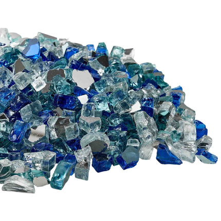 Reflective Fire Pit Glass, 10 lb, 1/2 in, Blue Mix