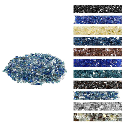 Reflective Fire Pit Glass, 10 lb, 1/2 in, Blue Mix