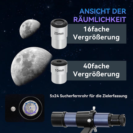 Reflector Telescope, 114mm Lens, 2 Eyepieces, Aluminum