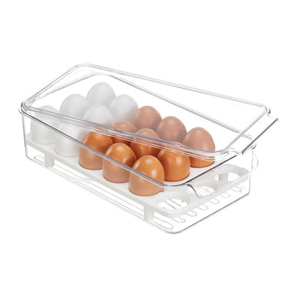 Refrigerator with egg box for 18 eggs