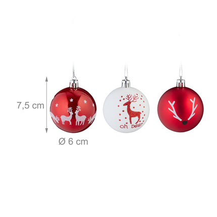 Reindeer Christmas Baubles Set, 50 Pieces