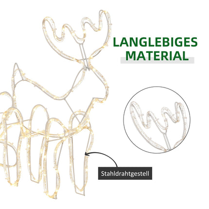 Reindeer with sled LED Christmas lights, outdoor waterproof