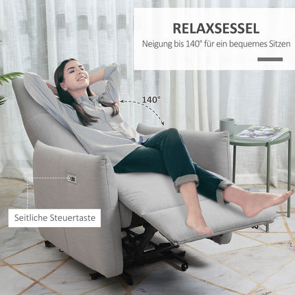 Lounger with USB, 140° tilt, polyester, grey