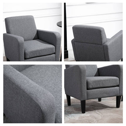 Relaxation chair, linen upholstery, wooden legs, light grey