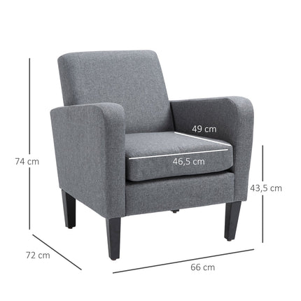 Relaxation chair, linen upholstery, wooden legs, light grey