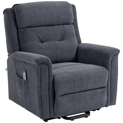 Electric recliner, standing aid, remote control, dark grey
