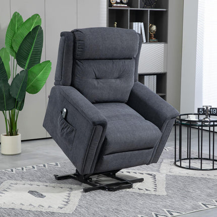 Electric recliner, standing aid, remote control, dark grey