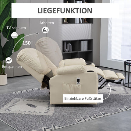 Electric recliner with massage, wheels and cup holder