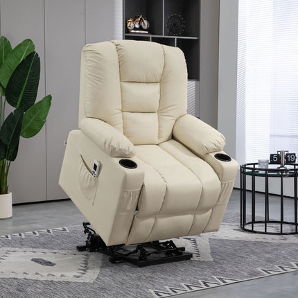 Electric recliner with massage, wheels and cup holder