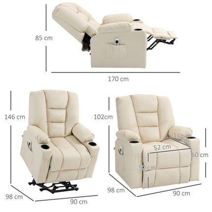 Electric recliner with massage, wheels and cup holder