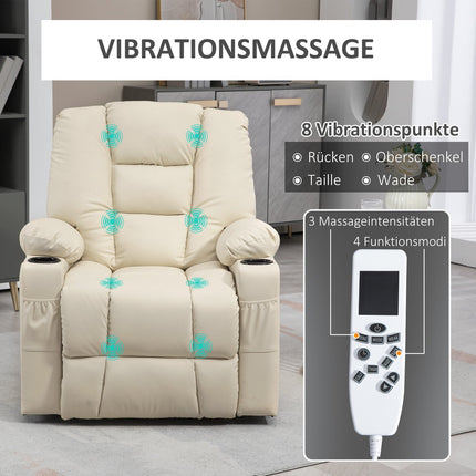 Electric recliner with massage, wheels and cup holder