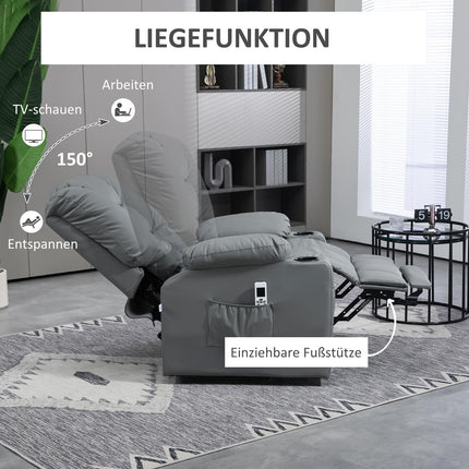 Electric recliner with USB, massage, wheels, gray