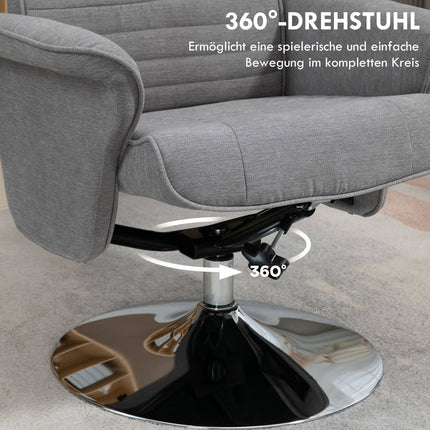 Velvet Gray Reclining TV chair, Swivel, Supports 150 kg