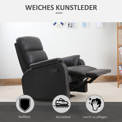 Ergonomic brown recliner - artificial leather, adjustable