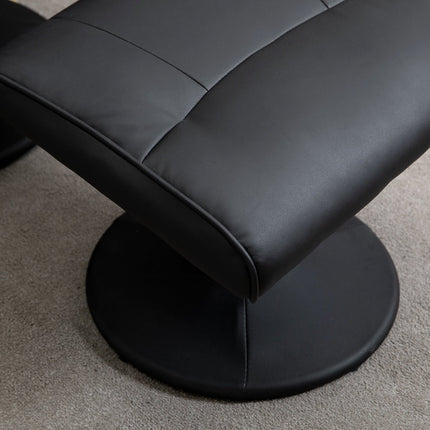 Massage chair with ottoman; Black artificial leather