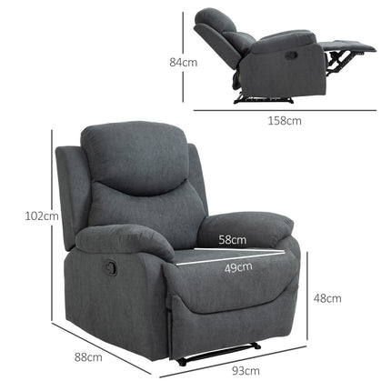 Reclining TV chair in linen look, can handle up to 150 kg
